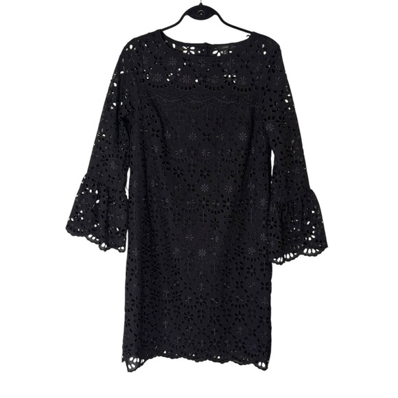J Crew Bell Sleeve Dress in Embroidered Eyelet Black- Size 4T - Picture 2 of 16